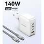 Vention Cargador Pared GaN FEIW0-EU 140W, 3 Puertos USB-C + 1 USB-A, Carga Rápida PD, Negro