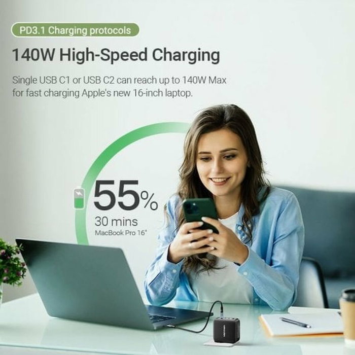 Vention Cargador de Pared GaN FEIW0-EU 140W con 3xUSB-C y 1xUSB-A Vention Cargador de Pared GaN FEIW0-EU 140W con 3xUSB-C y 1xUSB-A