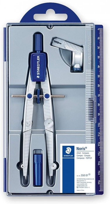 Staedtler Compás Escolar Noris 550 con Adaptador Universal y Tubo de Minas