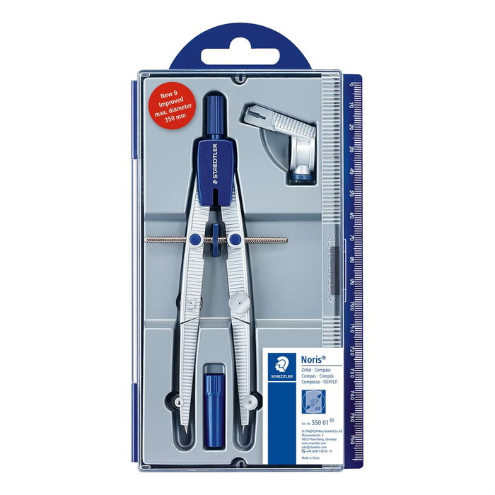 Staedtler Compás Escolar Noris 550 con Adaptador Universal y Tubo de Minas