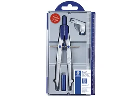Staedtler Compás Escolar Noris 550 Estuche Con Adaptador Universal + Tubo De Minas Gris Metalizado