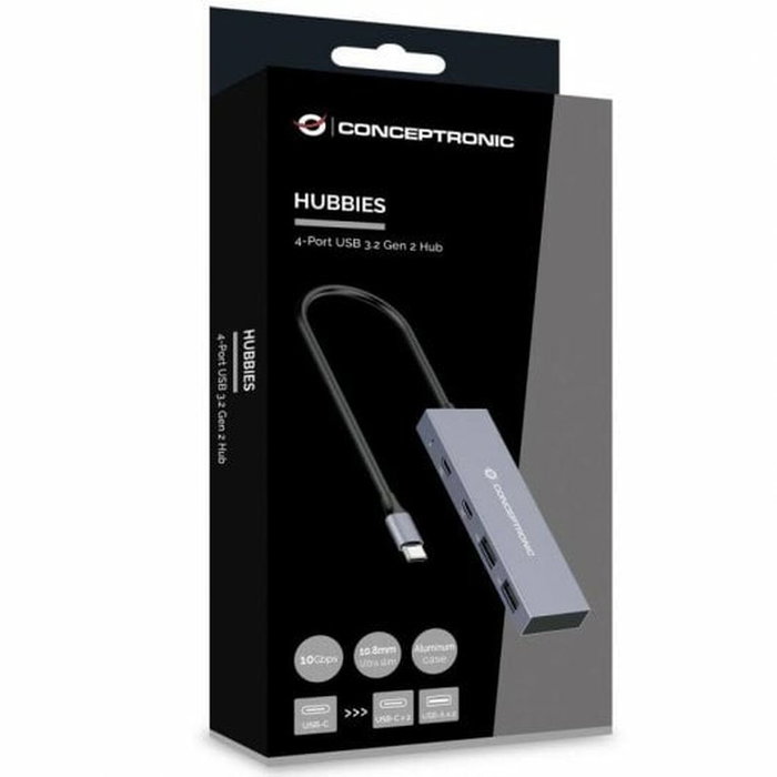 Hub USB Conceptronic HUBBIES13G Gris (1 unidad) Hub USB Conceptronic HUBBIES13G Gris (1 unidad)
