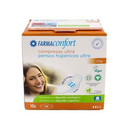 Farmaconfort Compresa Higiénica Día Plegada con Alas de Algodón 10 Unidades