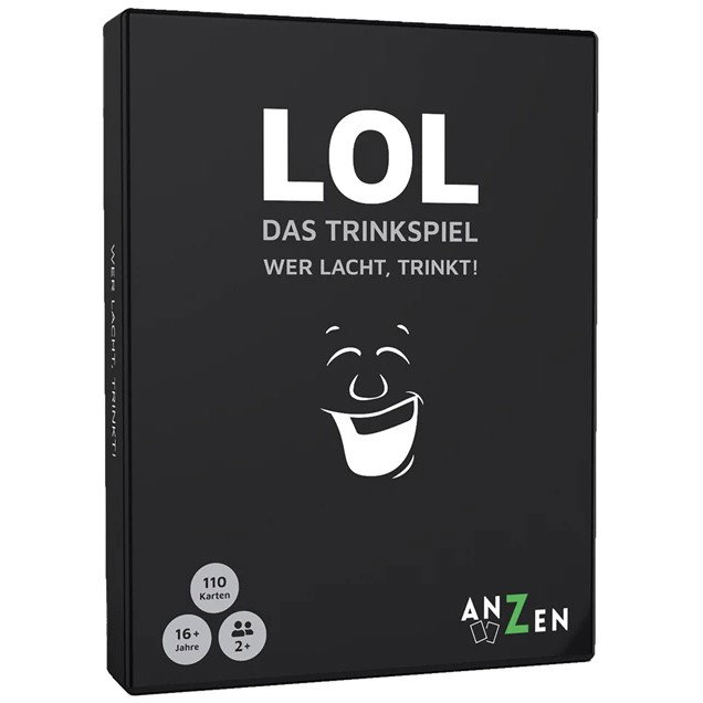 ANZEN LOL Das Trinkspiel Wer lacht trinkt! Juego de Cartas para Adultos Multijugador 2-12 Jugadores 110 Cartas 15 Min Aleman