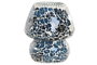 DKD Home Decor Lámpara Sobremesa Indio Mosaic Verano Craquelado Azul Cristal 13x17x13 cm