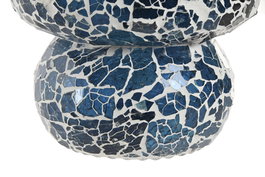 DKD Home Decor Lámpara Sobremesa Indio Mosaic Verano Craquelado Azul Cristal 13x17x13 cm
