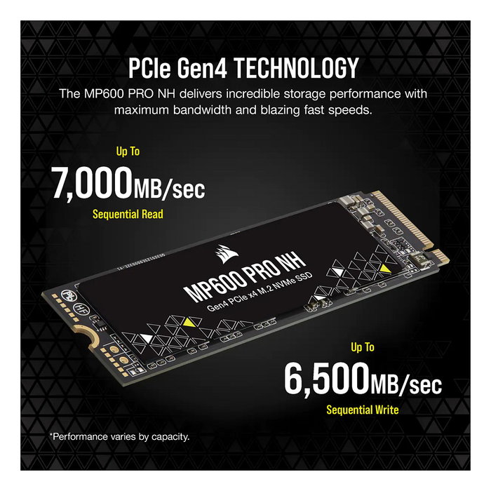 Corsair MP600 PRO NH SSD NVMe M.2 2TB PCIe Gen4 x4 - 7000 MB/s de Lectura, 5700 MB/s de Escritura