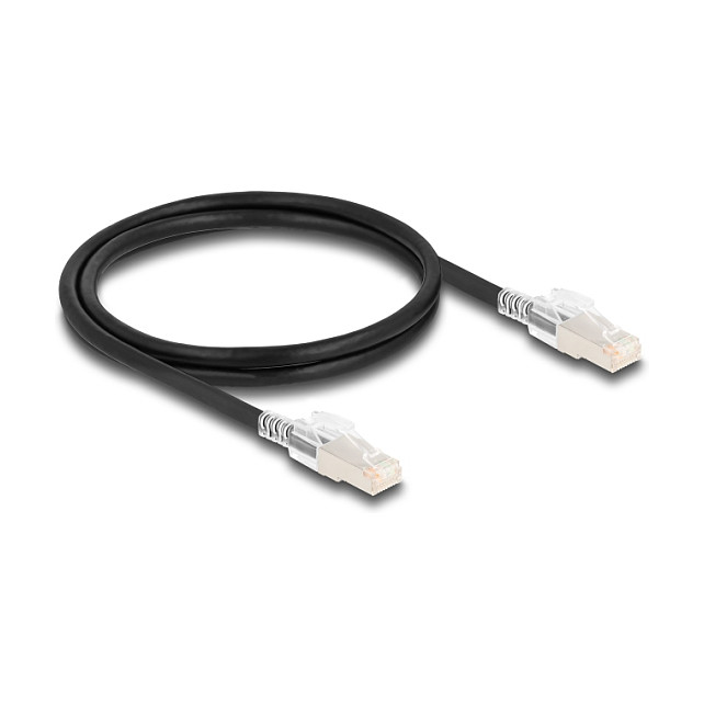 DeLOCK Cable de red RJ45 Cat.6A S/FTP con clips de seguridad, 1 m, negro DeLOCK Cable de red RJ45 Cat.6A S/FTP con clips de seguridad, 1 m, negro