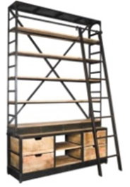 DKD Home Decor Estantería de Madera Reciclada y Metal Diseño Escalera