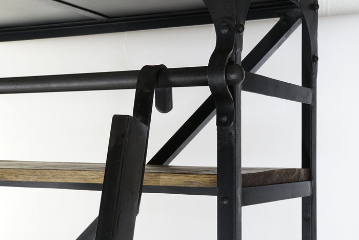 DKD Home Decor Estantería de Madera Reciclada y Metal Diseño Escalera