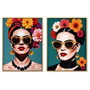 DKD Home Decor Cuadros de Lienzo Chica Flores Surtido de 2 Unidades