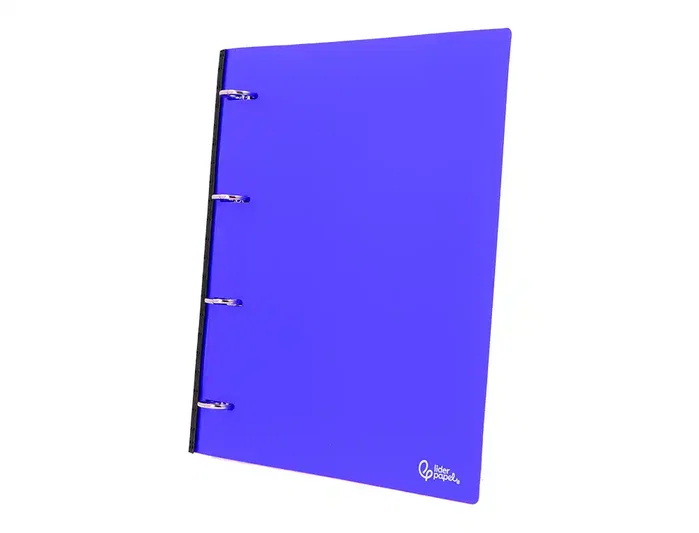Liderpapel Carpeta de 4 anillas redondas de 25 mm azul con lomo extensible Liderpapel Carpeta de 4 anillas redondas de 25 mm azul con lomo extensible