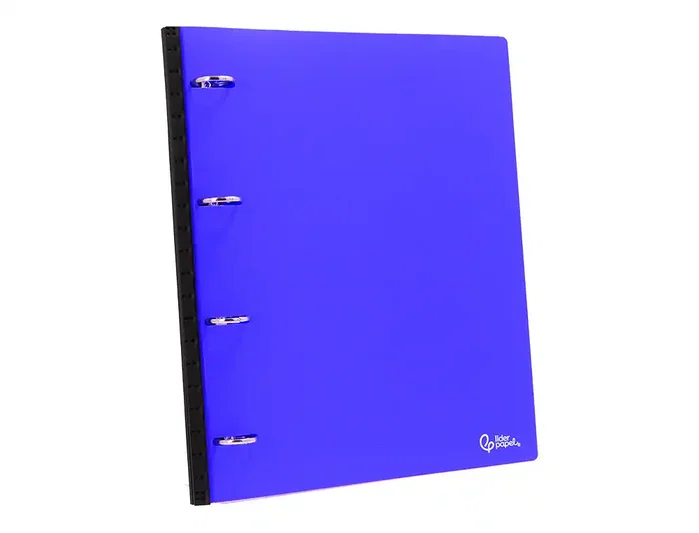 Liderpapel Carpeta de 4 anillas redondas de 25 mm azul con lomo extensible Liderpapel Carpeta de 4 anillas redondas de 25 mm azul con lomo extensible