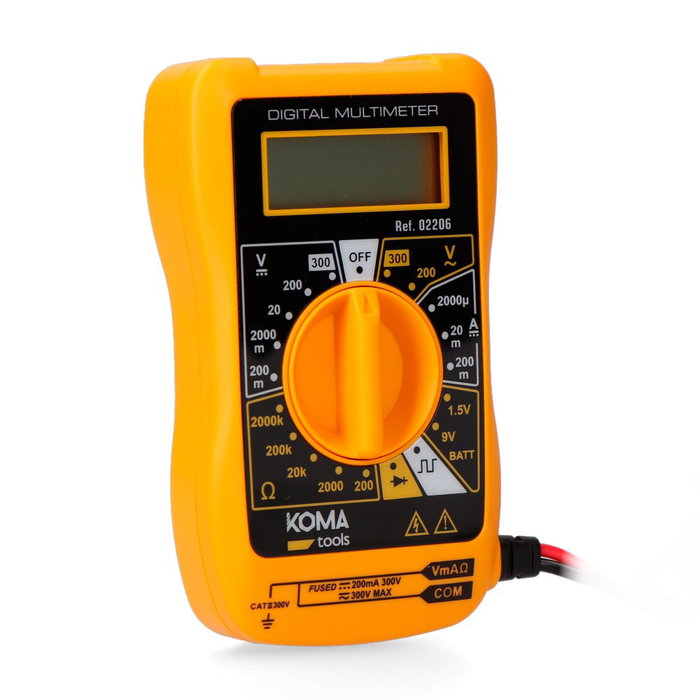 Koma Tools Multímetro Digital de Bolsillo LCD 3 ½ Dígitos 300 V CAT III - Corriente Continua y Alterna, 57 x 27 x 95 mm Koma Tools Multímetro Digital de Bolsillo LCD 3 ½ Dígitos 300 V CAT III - Corriente Continua y Alterna, 57 x 27 x 95 mm