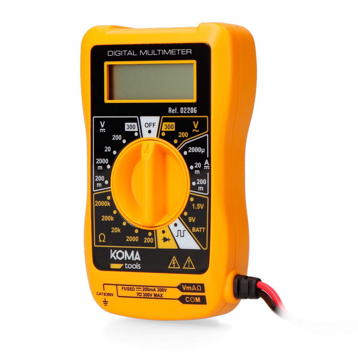 Koma Tools Multímetro Digital de Bolsillo LCD 3 ½ Dígitos 300 V CAT III - Corriente Continua y Alterna, 57 x 27 x 95 mm Koma Tools Multímetro Digital de Bolsillo LCD 3 ½ Dígitos 300 V CAT III - Corriente Continua y Alterna, 57 x 27 x 95 mm