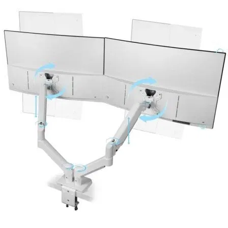 Mars Gaming Soporte Mesa 2 Monitores MARM-PRO2, Giratorio, Inclinable, Muelle de Gas, VESA 75x75/100x100, hasta 10kg por Brazo