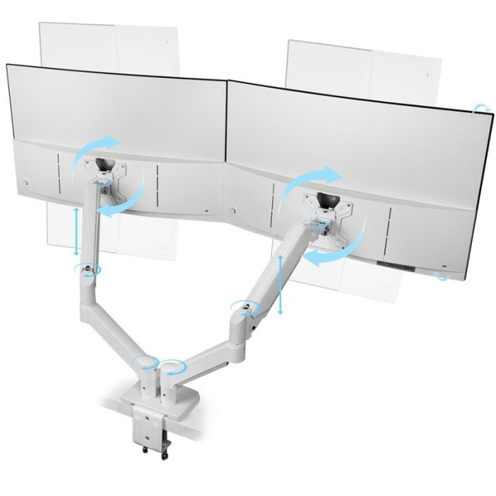 Mars Gaming MARM-PRO2 Soporte de Mesa Gas para 2 Monitores 13-27" Blanco - VESA 75x75/100x100 mm