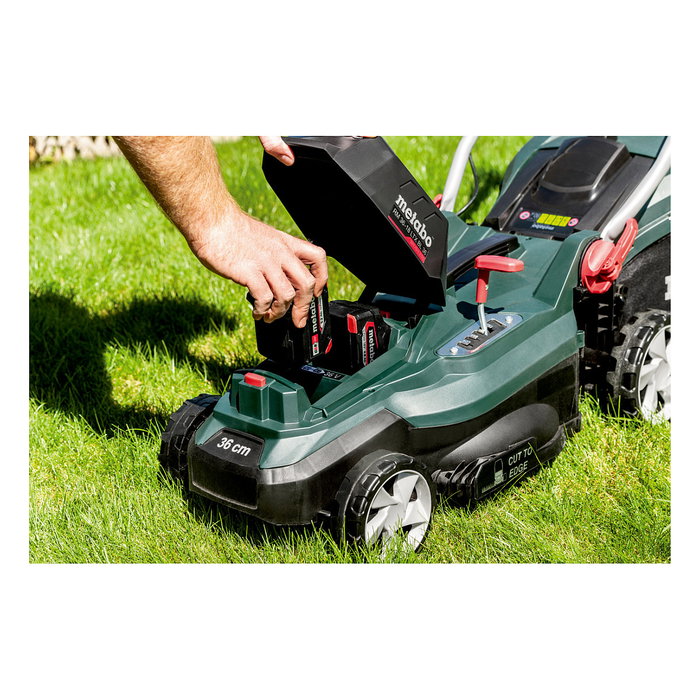 Metabo RM 36-18 LTX BL 36 Cortacésped de Empuje a Batería, 36 cm de Corte, Bolsa 45 L, 5 Alturas, 18V