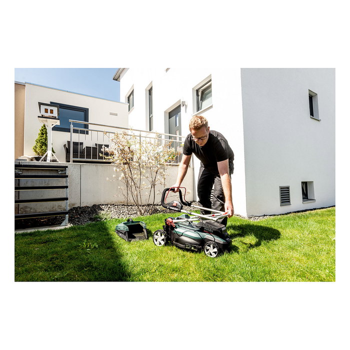 Metabo RM 36-18 LTX BL 36 Cortacésped de Empuje a Batería, 36 cm de Corte, Bolsa 45 L, 5 Alturas, 18V