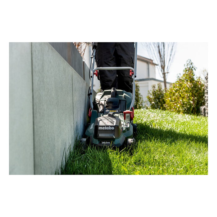 Metabo RM 36-18 LTX BL 36 Cortacésped de Empuje a Batería, 36 cm de Corte, Bolsa 45 L, 5 Alturas, 18V