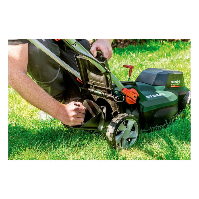 Metabo RM 36-18 LTX BL 36 Cortacésped de Empuje a Batería, 36 cm de Corte, Bolsa 45 L, 5 Alturas, 18V