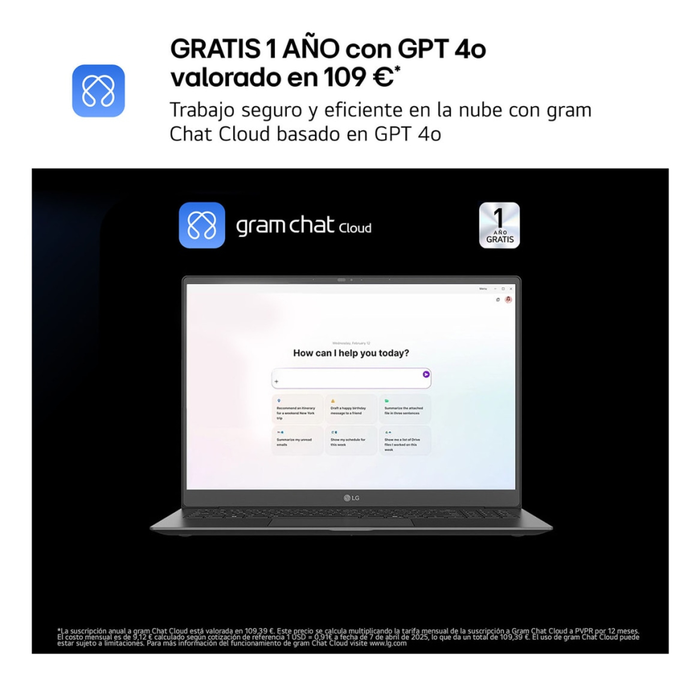 LG Gram 15Z80T-G.AU88B Portátil AMD Ryzen AI 7 350 15.6" Full HD 32 GB LPDDR5x 1 TB SSD Windows 11 Home Negro LG Gram 15Z80T-G.AU88B Portátil AMD Ryzen AI 7 350 15.6" Full HD 32 GB LPDDR5x 1 TB SSD Windows 11 Home Negro