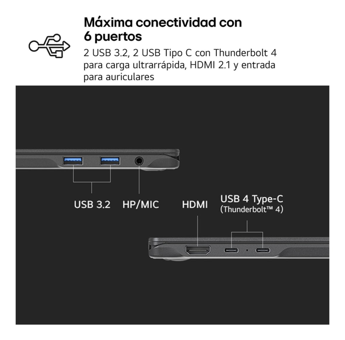 LG Gram 15Z80T-G.AU88B Portátil AMD Ryzen AI 7 350 15.6" Full HD 32 GB LPDDR5x 1 TB SSD Windows 11 Home Negro LG Gram 15Z80T-G.AU88B Portátil AMD Ryzen AI 7 350 15.6" Full HD 32 GB LPDDR5x 1 TB SSD Windows 11 Home Negro