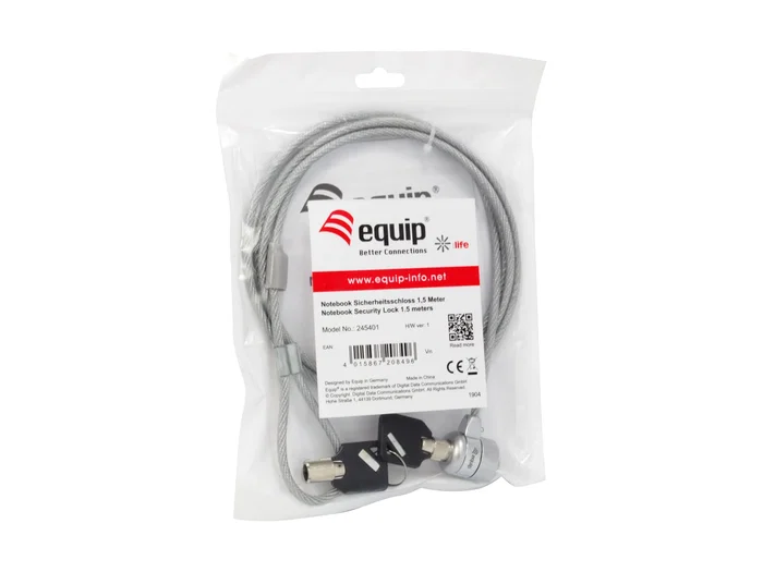 Equip Cable de Seguridad para Portátil con Llave 1,5 m Plata 245401 Equip Cable de Seguridad para Portátil con Llave 1,5 m Plata 245401