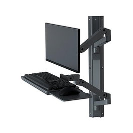 Ergotron Ergotron LX Pro Series 45-696-293 - Soporte de pared para pantalla LCD, teclado y ratón de 34 pulgadas y 10 kg, 75x75/100x100 mm VESA, ajustable, gris oscuro