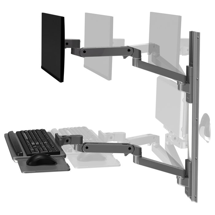 Ergotron Ergotron LX Pro Series 45-696-293 - Soporte de pared para pantalla LCD, teclado y ratón de 34 pulgadas y 10 kg, 75x75/100x100 mm VESA, ajustable, gris oscuro