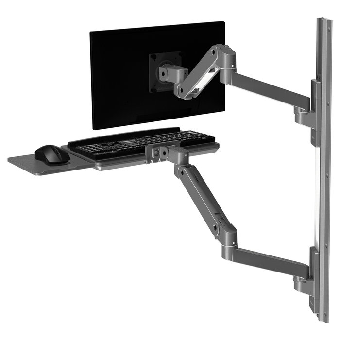 Ergotron Ergotron LX Pro Series 45-696-293 - Soporte de pared para pantalla LCD, teclado y ratón de 34 pulgadas y 10 kg, 75x75/100x100 mm VESA, ajustable, gris oscuro