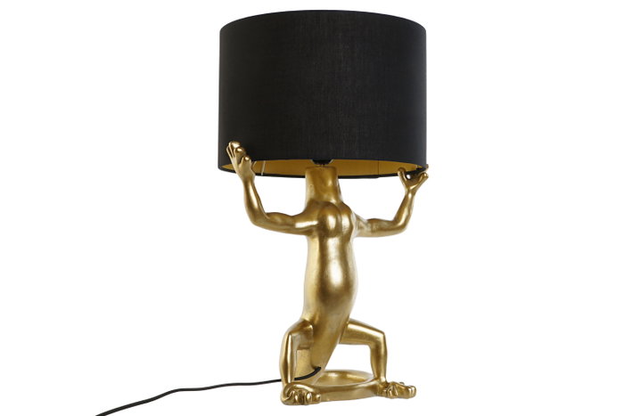 DKD Home Decor Lámpara de Sobremesa Lagarto Dorado y Negro