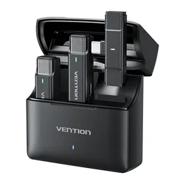 Vention NCAB0 Micrófono Inalámbrico de Solapa con Clip, USB Tipo-C, 2 Unidades, Negro