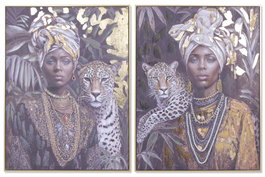 DKD Home Decor Cuadro Lienzo Africana Surtido de 2 Unidades 75x100 cm