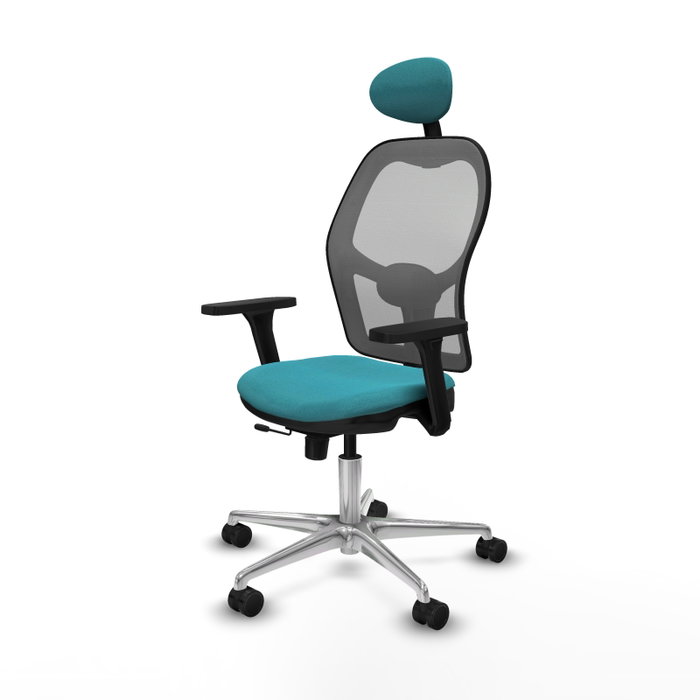 PIQUERAS Y CRESPO Silla de oficina Jorquera con mecanismo Sincro/Traslack, Turquesa y Gris