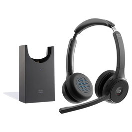 Cisco Auriculares Headset 722 Inalámbricos Supraaurales, Negro, HS-WL-722-BUNAS-C, para Oficina, Optimizado para Webex, Bluetooth 5.0, Carga Rápida, Incluye Base y Estuche