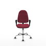Silla de oficina Algarra con mecanismo Contacto permanente básico tapizada con Tela color Granate. Equipada con Base cromada, Brazos fijosy Topes