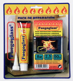 Fuegoglass Pack Cordón Fibra Vidrio 8mmx2,5mts + Cola 50ml