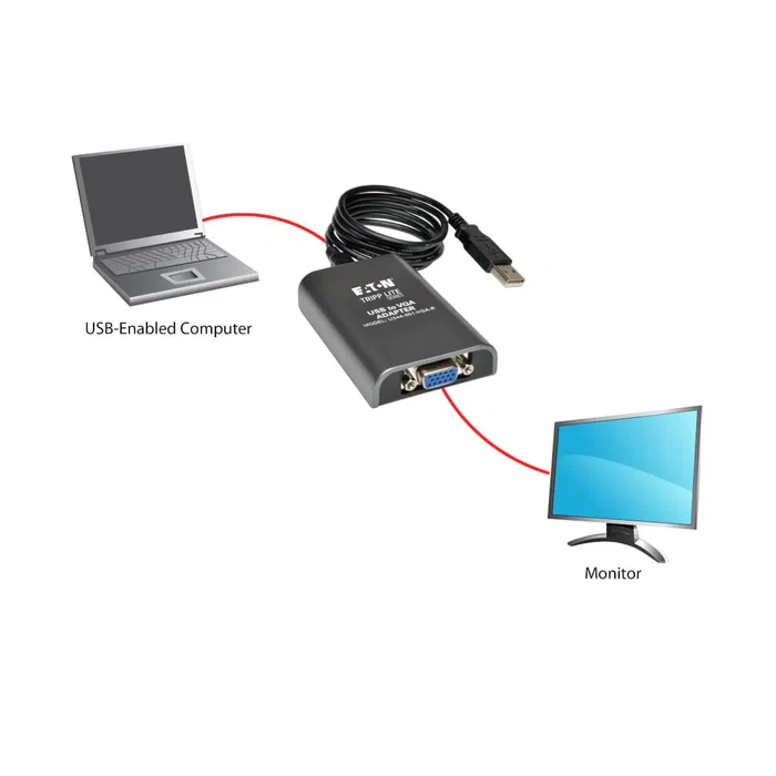 Tripp Lite U244-001-VGA-R Adaptador Gráfico USB 2.0 a VGA para Monitor Externo, 1920x1080 (1080p) @ 60 Hz, 128 MB, Compatible con Windows y Mac, Negro