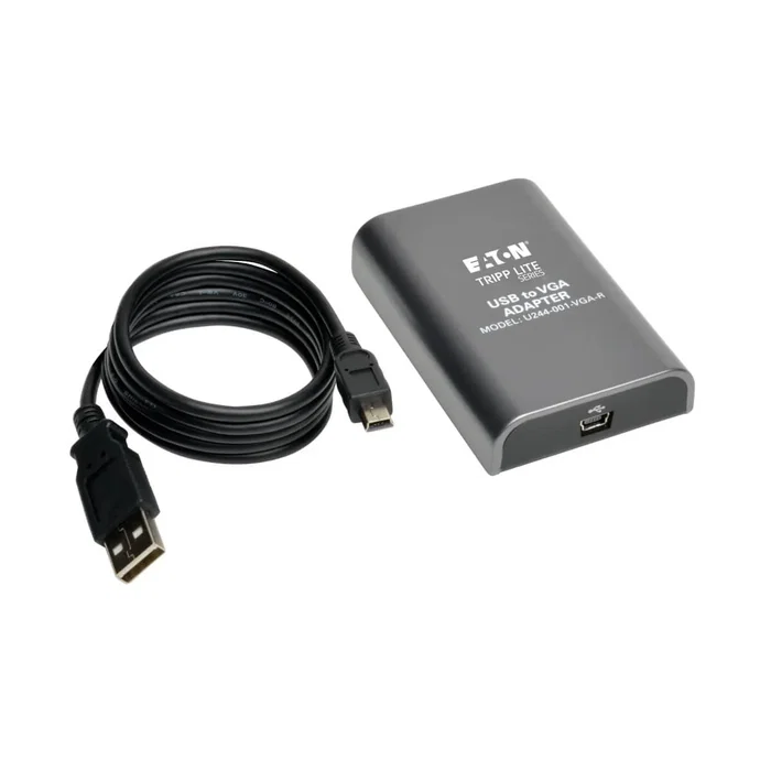 Tripp Lite U244-001-VGA-R Adaptador Gráfico USB 2.0 a VGA para Monitor Externo, 1920x1080 (1080p) @ 60 Hz, 128 MB, Compatible con Windows y Mac, Negro