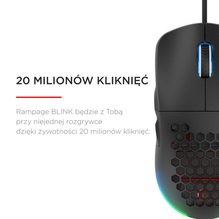 Rampage BLINK Ratón Gaming con Cable USB, 12800 DPI, RGB, Sensor Óptico, Negro