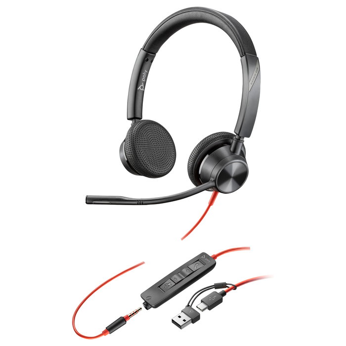 HP Blackwire 3325 Auriculares Estéreo USB-C, 3,5 mm y Adaptador USB-A/C, Negro HP Blackwire 3325 Auriculares Estéreo USB-C, 3,5 mm y Adaptador USB-A/C, Negro