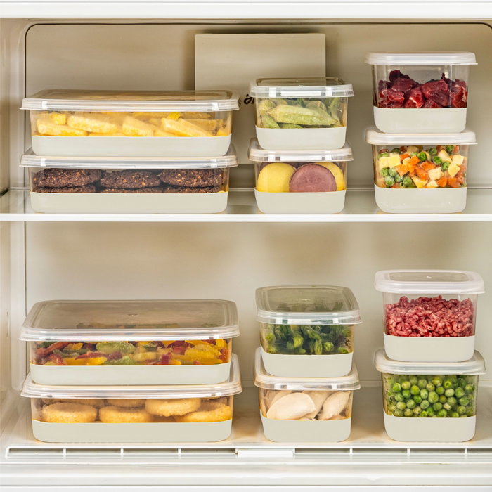 Hermia 4A4B4C Set Organizador de Frigorífico Gris con 12 Piezas Duraderas de Plástico Libre de BPA para Cocina