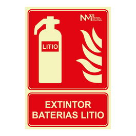 Normaluz Cartel de Extinción Extintor para Baterías de Litio Clase B 210x300 mm (21x30 cm)