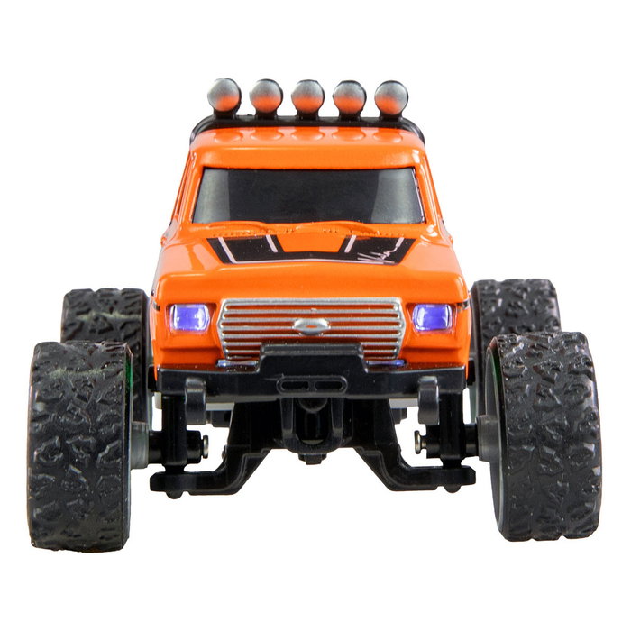 AMEWI RC Monstertruck Die-Cast 1:64 22705 RTR Naranja, con Motor Eléctrico y Luces, Radio Control 2.4 GHz para Niños de 6+ Años