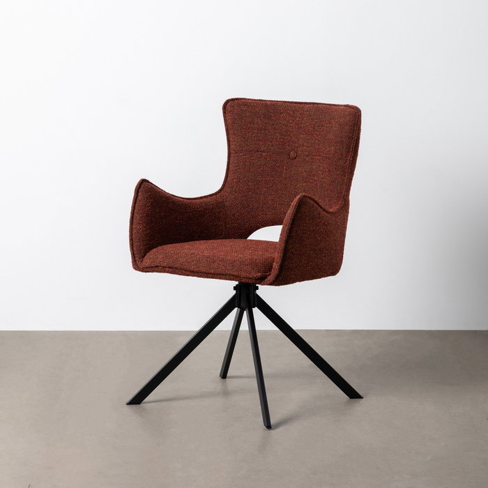 Silla Rojo Tejido-Metal Salón 58,50 X 60 X 86,50 cm (Set de 2)