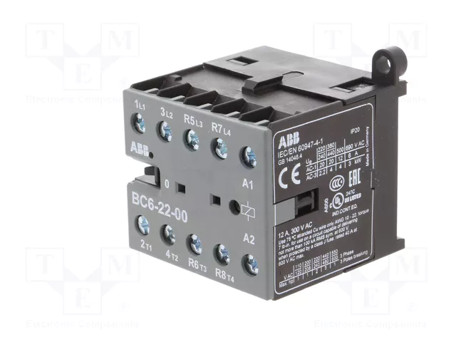 ABB BC6 Contactor 4-polar 24VDC 6A NC x2 + NA x2 ABB BC6 Contactor 4-polar 24VDC 6A NC x2 + NA x2