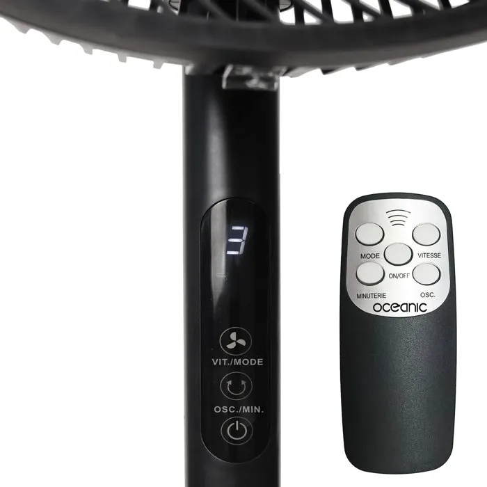 Oceanic Ventilador de Pedestal 45W 2 en 1 Negro - 40 cm, 3 Velocidades, Altura Ajustable 69-120 cm, Control Remoto OCEAVPP45B