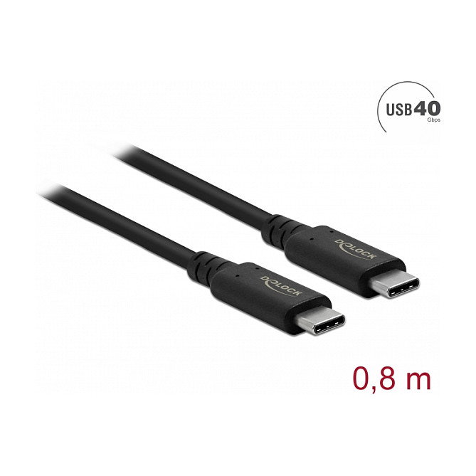 DeLOCK Cable USB4™ 40 Gbps coaxial 0,8 m USB-C a USB-C Negro