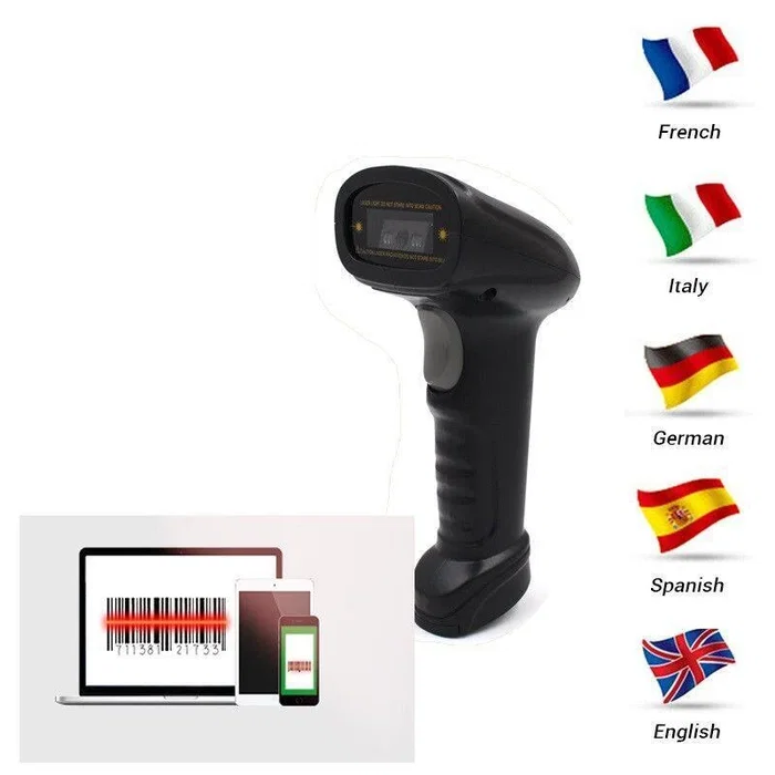 Globbaltec Escáner de códigos de barras 1D Fast Speed 1500 dpi USB con soporte